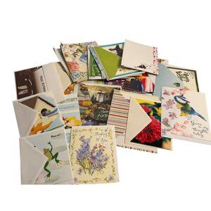 VTG‎ Greeting Cards Assorted Birthday Thinking Floral Animals Bundle Envelopes